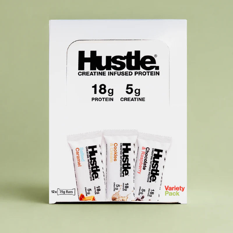 HUSTLE - Creatine Infused Protein Bars - 12 Pack