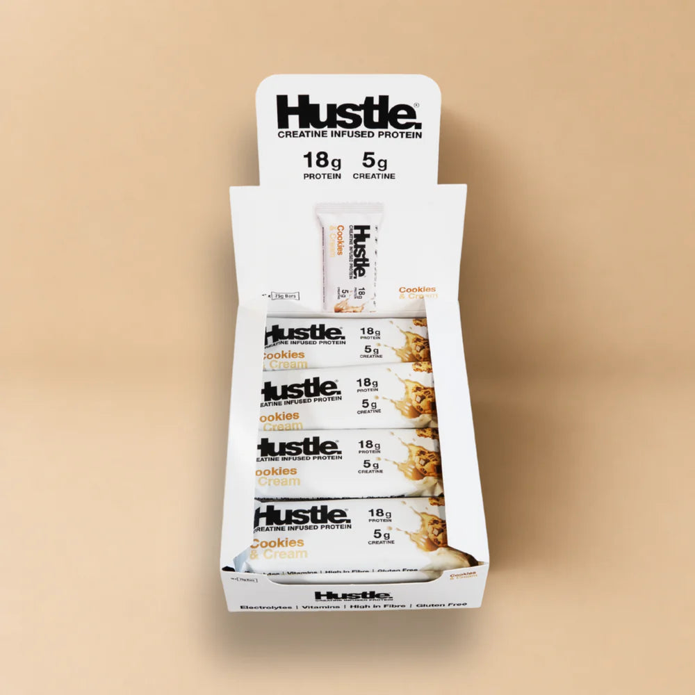 HUSTLE - Creatine Infused Protein Bars - 12 Pack